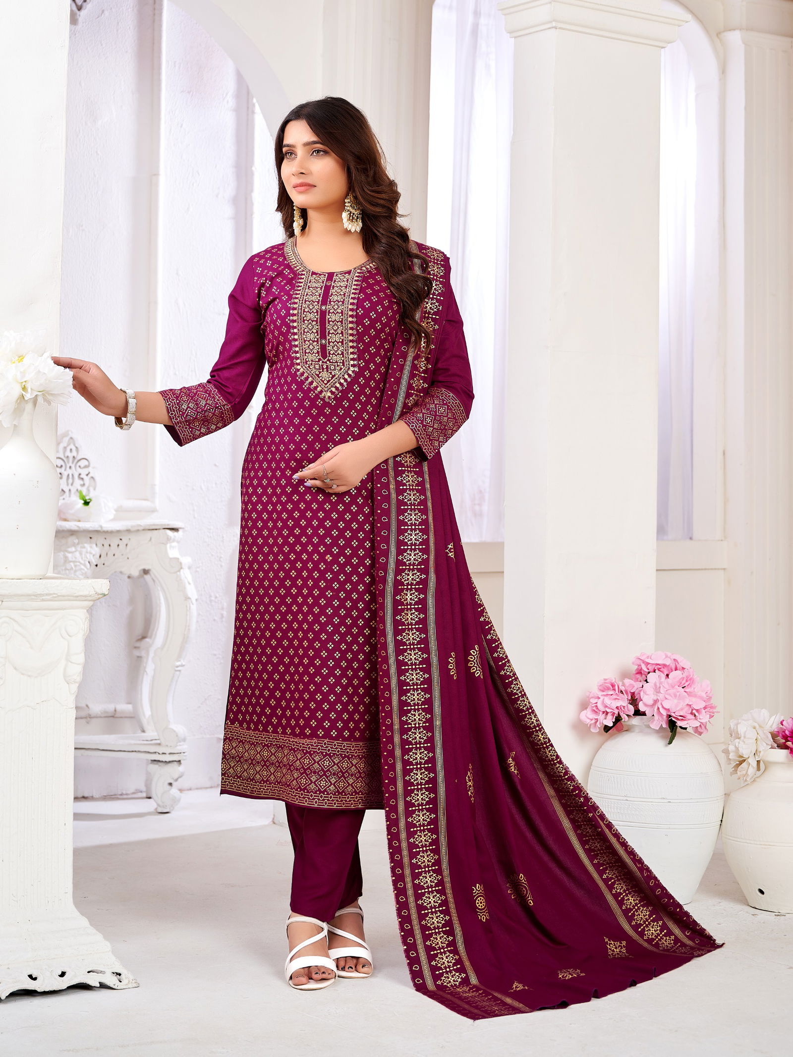 Ankita Vol 2 By Krishna Rayon Foil Printed Kurti With Bottom Dupatta Wholesale Online
